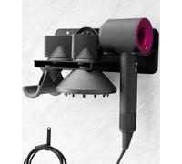 Hair Dryer Holder Wall Mount for Dyson Supersonic Airwrap Hair Dryer, Metal Blow Dryer Stand Attachments Storage for Bathroom and Salon, Black