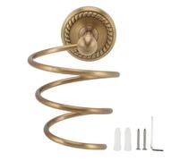 Hair Dryer Holder Wall Mounted Antique Brass Hair Care Tools Holder Organizer Bronze Finished Spiral Hair Dryer Hanging Rack Bathroom Accessories for Bathroom Bedroom Barbershop