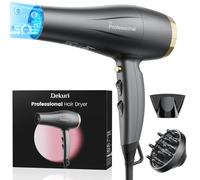 Hair Dryer Ionic, Hair Dryer with Diffuser for Women, Professional Salon Ionic Hairdryer with Nozzle, 3 Heat Setting & 2 Speed, Cool Shot Button, Fast Drying Hair Dryers for Curly Hair, Gray