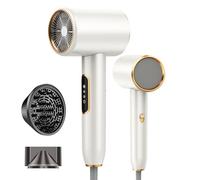 Hair Dryer Professional Ionic Diffuser Hairdryer & Accessories, 2 Speed 3 Heat Setting Hairdryers for Women Men Hair Dryer with Diffuser for Curly Hair 2400W Light Blowdryer Travel Hairdryer