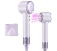 Hair Dryer, Professional Ionic Hair dryer with 3 Speed 4 Heat Setting, Brushless Motor 110000 RPM Low Noise Thermo-Control Travel Hairdryers with Magnetic Nozzle 1600W Portable for Home Travel(Purple)
