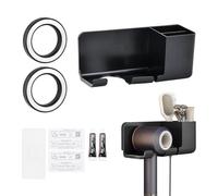 Hair Dryer Stand Set, Includes Two Space Aluminum Nozzle Storage Boxes, Soft Magnetic Steel Rings for Strong Adhesion, and Punch-Free Wall Mounting, Suitable for Bathrooms, Barbershops, and Hotels