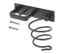 Hair Dryer Straightener Holder With Cable Tidy, Wall Mounted Metal Hair Dryer Hanger for Dressing Table Professional Spiral Straightener Holder (Black)