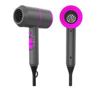 Hair Dryer with Diffuser, 2000W Hairdryers for Women Men, Powerful Portable Ionic Hairdryer for Curly Hair and Straight Hair, Blow Dryer with Nozzle for Fast Drying as Salon (Grey)