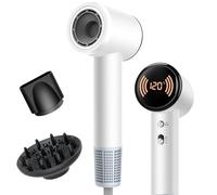 Hair Dryer with Diffuser, Ionic Travel Hairdryer with 110,000 RPM High-Speed Motor for Fast Drying, 1600W Lightweight Blow Dryer with Concentrator for Women Men, Professional Salon Home