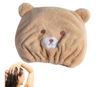 Hair Drying Hat | Fleece Cartoon Bear Design Towel Hat for Hair Drying - Wiping Turban Hair Drying Supplies Fast Absorption Elastic Towel for Home Hotel Dormitory