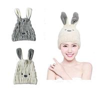 Hair Drying Towels, 2pcs Quick Hair Bath Caps, Hair Turban Towel, Cute Rabbit Water Absorbent Microfibre Hair Dry Wrap Hat for Woman, Kids & Girls Bath Spa Swimming