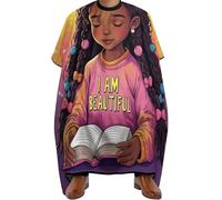 Hair Dye Cape African American Black Girl Book Art, Stain resistant Hair Cape Adjustable Hairdressers Gown for Coloring Family 140X168cm