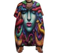 Hair Dye Cape Ancient Greek Female Snake Medusa Colorful Art, Anti-static Hairdressing Cape Waterproof Salon Gowns for Women Coloring 140X168cm