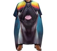 Hair Dye Cape Cool Glass Cute Funny Pug, Waterproof Salon Cape Anti-static Hairdressing Gown for Styling Family 140X168cm