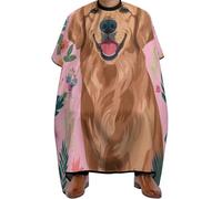 Hair Dye Cape Cute Golden Retriever Dog Pink, Professional Barber Cape Adjustable Barber Hairdresser Capes for Salons Hairdresser 140X168cm