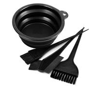 Hair Dye Set (4 Pcs) Hair Colouring Tools Foldable Mixing Bowl Set Double-Sided Hair Dying Brushes & Tint Comb Set Hair Dye Brush Professional Hairdressing & Highlighting Kit Ideal for DIY Home Salon