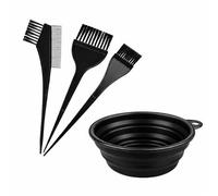 Hair Dye Set Hair Coloring Kit Professional Dying 3 Applicator Brushes Foldable Dye Mixing Bowl Black Tint Tools For Bleaching Highlights Root Touch Up DIY Beauty Salon Dyeing Home Accessory(4pc)