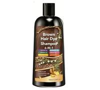 Hair Dye Shampoo, 6 in 1 Natural Herbal Ingredients Hair Colour Shampoo, Grey Hairs Beard Coverage, Non-Irritating & Nourishing, Instant & Easy for Men Women (Brown)