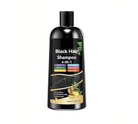 Hair Dye Shampoo, 6 in 1 Natural Herbal Ingredients Hair Colour Shampoo, Grey Hairs Beard Coverage, Non-Irritating & Nourishing, Instant & Easy for Men Women (Black)