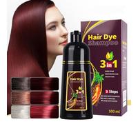 Hair dye shampoo, natural plant-based ingredients, easy to use, suitable for various hair types, multiple colors to choose from (500ml) (Deep wine red)