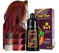 Hair dye shampoo, natural plant-based ingredients, easy to use, suitable for various hair types, multiple colors to choose from (500ml) (Wine red)
