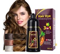 Hair dye shampoo, natural plant-based ingredients, easy to use, suitable for various hair types, multiple colors to choose from (500ml) (Chestnut Brown)