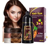 Hair dye shampoo, natural plant-based ingredients, easy to use, suitable for various hair types, multiple colors to choose from (500ml) (Dark brown)