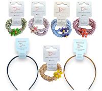 Hair Elastic Bands (DHHB01BKBR+DHELC08BPGNLLVMYL, One Size)