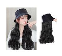 Hair Extension Cap Synthetic Wig for Women Natural Wavy Black Brown Connection with Fisherman Hat Cap with Hair Extensions for Women