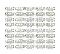 Hair Extension Clips for Women, Snap Comb Hair Extension Clips, Stainless Steel 1.3in U Shape Wig Clips 40pcs 9 Teeth Wig Clips to Secure Wig No Sew for Hair Extensions (Silver) (Beige)