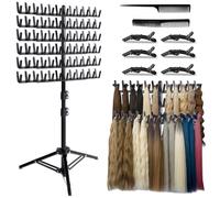 Hair Extension Holder with 144 Pegs,Height Adjustable Braiding Hair Rack,Wig Storage Hanger,Double Sided Braiding Stand with Tools,Hair Braiding Separator Stand for Hair Salon Home Traveling
