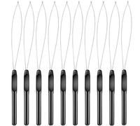 Hair Extension Loop Needle Threader, Hair Extension Tools Loop Threader Pulling Hook for Silicone Microlink Beads Feathers Black 10 PCS