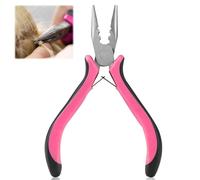 Hair Extension Pliers for Human Hair Extensions Apply and Removal 3 Hole Professional Stainless Steel Tape Hair Pliers Nano Tool with Non-Slip Grip for Removing Micro Rings, Crushing Fusion Bond, Pink