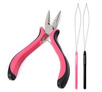 Hair Extension Pliers for Removal Professional Hair Extensions Kit Tools with Loop Threader for Micro Rings Nano Beads 3 Holes Plier