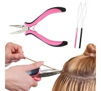 Hair Extension Pliers for Removal, Professional Nano Beads Hair Extension Tools Includes 1Hair Plier 2 Loop Threaders,3-Hole HairPliers for Easy HairExtension and Removal Tool