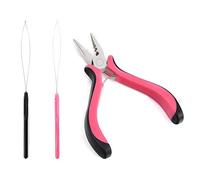 Hair Extension Pliers Kit Includes 1 Plier&2 Loop Bead Threaders, Professional Nano Hair Extension Tools,Nano Beads Hair Extensions Kit,Nano Bead Tool for Easy Hair Extension and Removal Tool, 3pcs