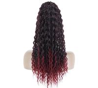 Hair extension, Ponytail Hair Extension Long Wave Curly Drawstring Ponytail 22" Synthetic Clip In Ponytail Extensions(Red)