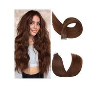 Hair Extension Tape #4 Chocolate Brown Tape in Extensions Real Human Hair, 16-26 Inch 20pcs 50g Silky Straight Remy Human Hair Double Sided Invisible Tape in Extensions Wig Tape(18 inches)