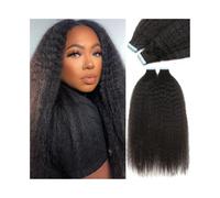Hair Extension Tape Kinky Straight Tape In Extensions Real Human Hair Natural Black 14"-26" 20Pcs Strong Seamless Skin Weft Tape in Human Hair Extensions for Black Women Wig Tape(22 inches)