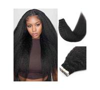 Hair Extension Tape Kinky Straight Tape In Hair Extensions 20Pcs 50G Invisible Seamless Natural Black Color Tape In Extensions Brazilian Remy Human Hair Wig Tape(20 inches)