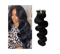 Hair Extension Tape Tape in Hair Extensions Human Hair, 16-26 Inch Body Wave Seamless Invisible Skin Weft Natural Black #1B Remy Human Hair Tape in Extensions 20pcs/50g Wig Tape(18 inches)
