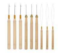 Hair Extension Tool Kit, 9 Piece Beader Loop Needle Threader with Wooden Pulling Hook Bead Device, Complete Set for Seamless Hair Feather Extensions Weaving