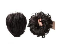 Hair Extensions 1 Piece Ball Head Wig Ring Natural Fluffy Long Beard Curly Hair Ring Ponytail Braid Hair Extension Hair Wig Bag Bun Hair Pieces For Women,Off black