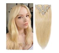 Hair Extensions 10-24 Inches Clip in Hair Extensions Human Hair Blonde Hair Extensions Invisible Clip in Extensions White Blonde Real Hair extensions Clip in Human Hair 120g 8pcs Human Hair Clip in Ex