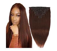 Hair Extensions 10-24" Remy Clip in Hair Extensions Human Hair for Women Beauty - 120g Chocolate Dark Brown Colored Straight 8pcs 20clips Real Human Hair Clip in Extensions Human Hair Clip in Extensio