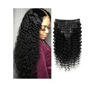 Hair Extensions 10-26 Inch Curly Hair Extensions for Black Women Deep Wave Clip In Real Human Hair Extensions 8Pcs Brazilian Remy Hair Clip In Hairpieces Human Hair Clip in Extensions(16 inches)