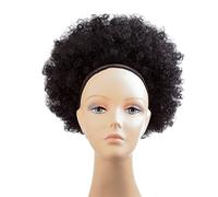 Hair Extensions 10 Inch Short Synthetic Curly Hair Bun with Drawstring Ponytail Extensions Afro Shaggy Bun Afro for Black Women Hair Pieces For Women,#1B