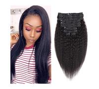 Hair Extensions 10 Pcs Kinky Curly Clip in Hair Extensions Human Hair for Black Women Brazilian Real Remy Hair Kinky Curly Human Hair Clip ins Natural Black Color 120g/set Human Hair Clip in Extension