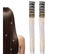 Hair Extensions - 12 pieces Heat Resistant Glitter Strands, Shiny Clip In Tinsel Wigs with Finish, Instant Braiding Accessory, Ideal for Christmas Party Costume Events