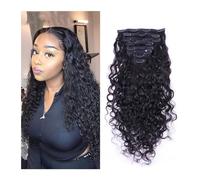 Hair Extensions 120G Deep Wave Clip in Hair Extensions Human Hair for Black Women - 8Pcs 18Clips Double Weft Brazilian Remy Human Hair Deep Wave Clip in Extensions Thick to Ends Hair Pieces(14inches)