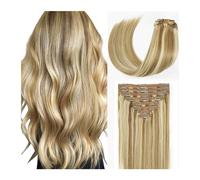 hair extensions 120G Real Hair Extensions Clip in Human Hair Natural Silky Straight Hair Extensions Balayage Clip in Hair Extehsions Golden Brown P8/613 Mixed Bleach Blonde best tape in hair extension