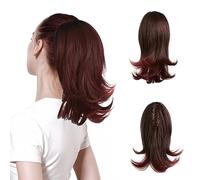 Hair Extensions 12inches Women Medium Long Hair Slightly Warped Ponytail Claw Clip Style Ponytail Hair Extension Wig Curly Hair Bun Hair Pieces For Women,2T118-12 inch