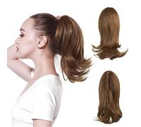 Hair Extensions 12inches Women Medium Long Hair Slightly Warped Ponytail Claw Clip Style Ponytail Hair Extension Wig Curly Hair Bun Hair Pieces For Women,10-12 inch