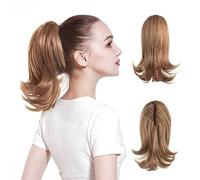 Hair Extensions 12inches Women Medium Long Hair Slightly Warped Ponytail Claw Clip Style Ponytail Hair Extension Wig Curly Hair Bun Hair Pieces For Women,13-12 inch